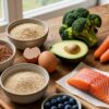 Celiakia dieta bezglutenowa — naturalnie bezglutenowe produkty: kasza gryczana, komosa, ryż, jaja, warzywa, łosoś